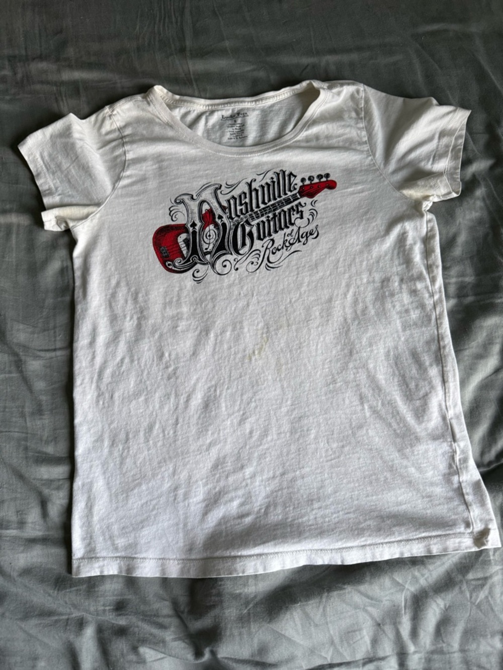 White Women's Short Sleeve Lucky Brand Nashville Guitars Tee